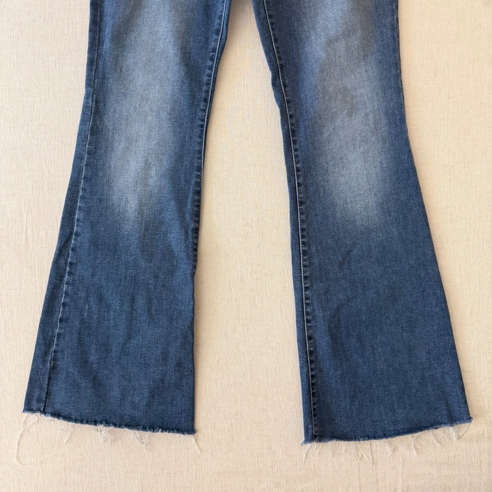 Lucky Brand Stevie High Rise Flare Jeans Womens 6/28 Blue Raw Hem Boho Retro - Picture 8 of 11